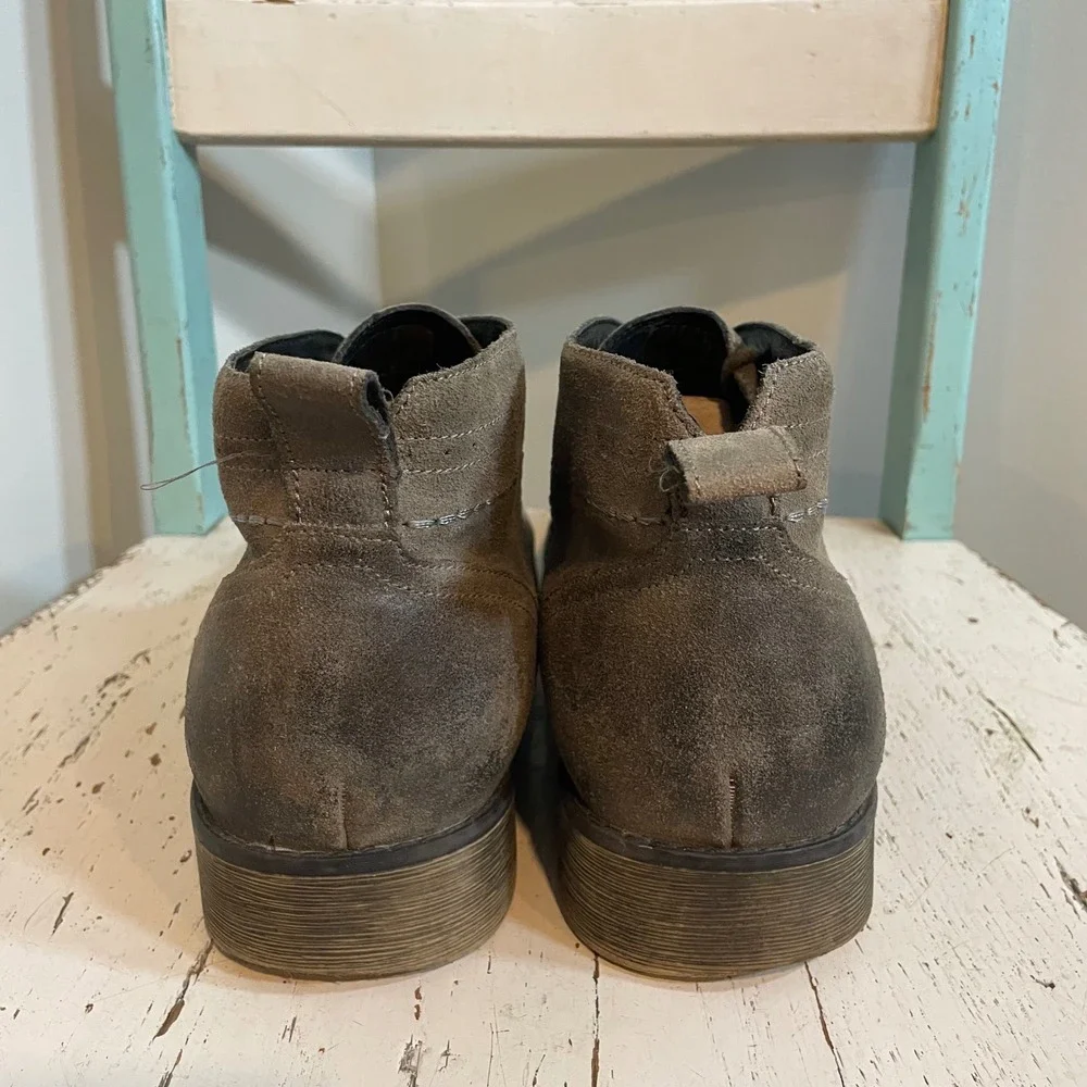 Roan Pharos Mens Suede Leather Chukka Boots‎ Gray Taupe Size 11.5 Lace Up Rugged